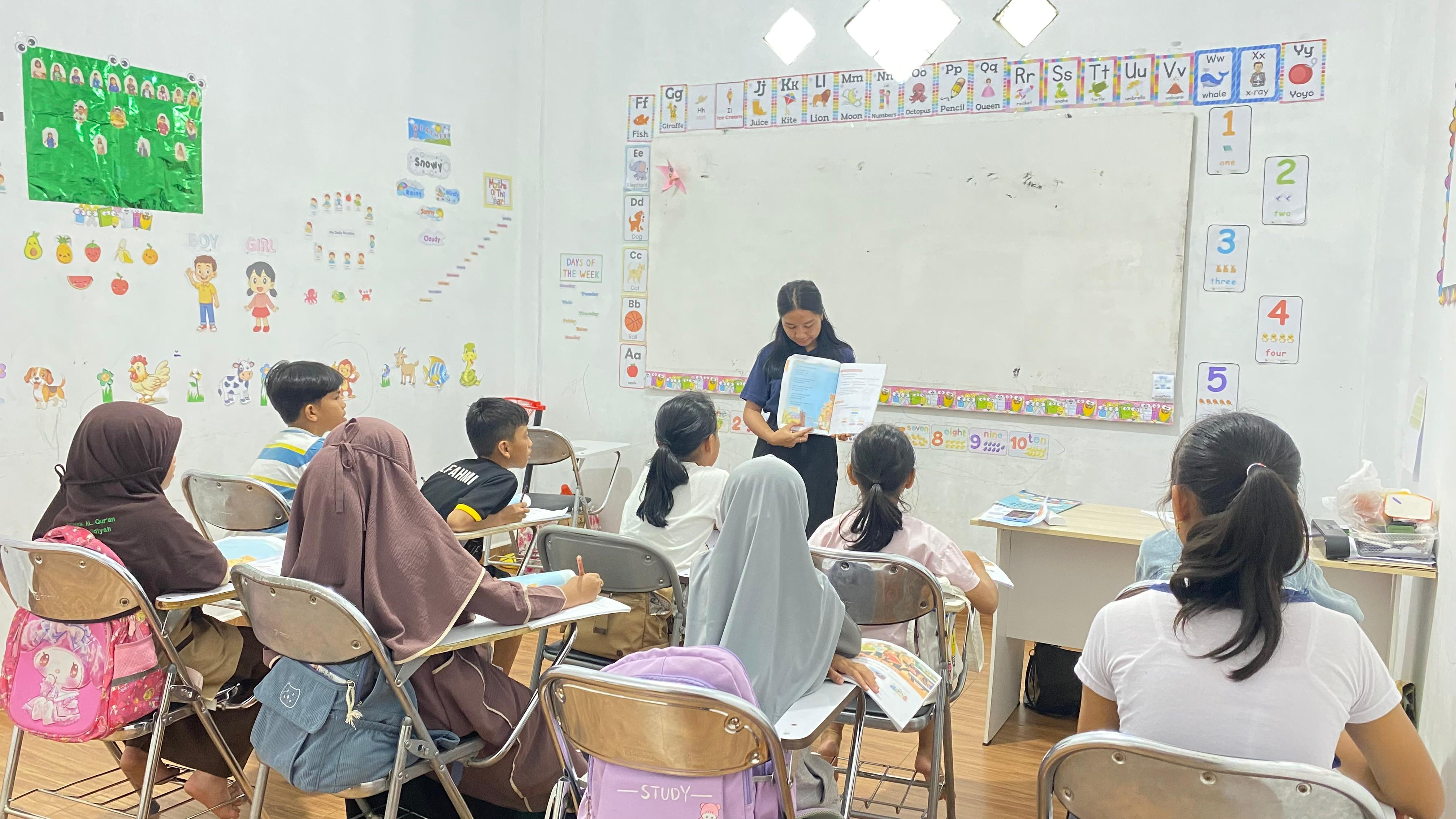 Students learning English